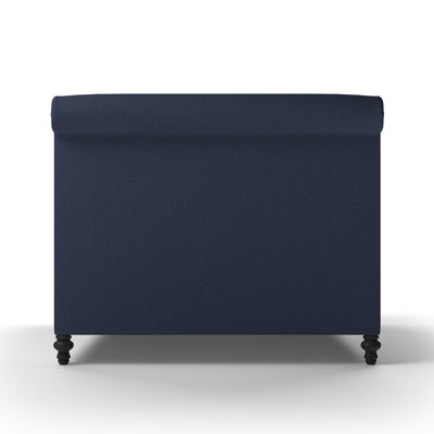 Empire Scroll Bed - Blue Print Box Weave Linen