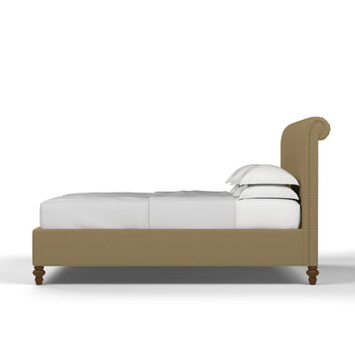 Empire Scroll Bed - Marzipan Box Weave Linen