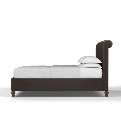 Empire Scroll Bed - Chocolate Vintage Leather