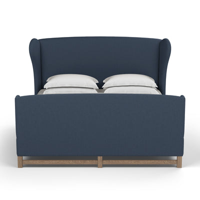 Herbert Wingback Bed w/ Footboard - Bluebell Box Weave Linen