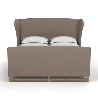 Herbert Wingback Bed w/ Footboard - Pumice Box Weave Linen
