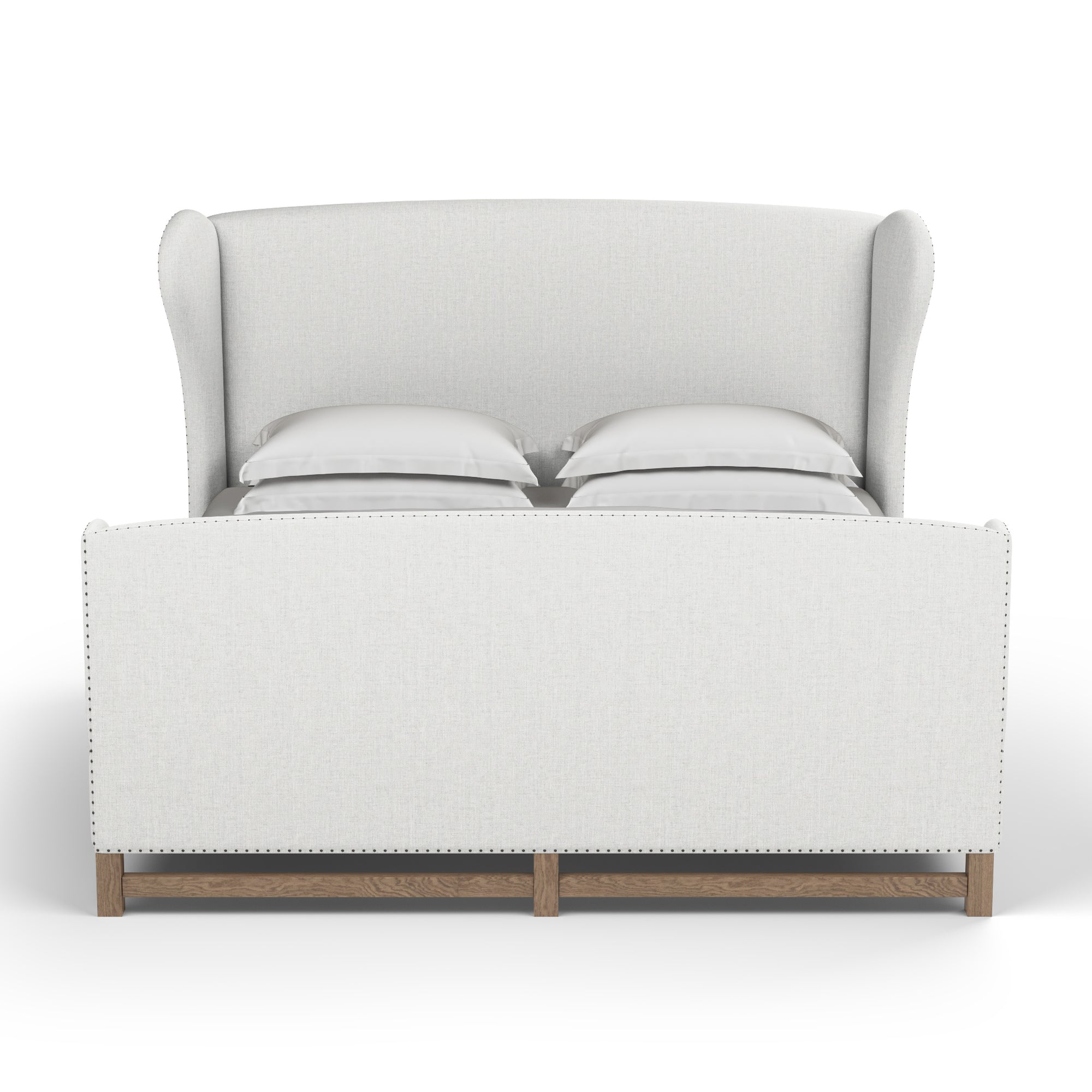 Herbert Wingback Bed w/ Footboard - Blanc Box Weave Linen
