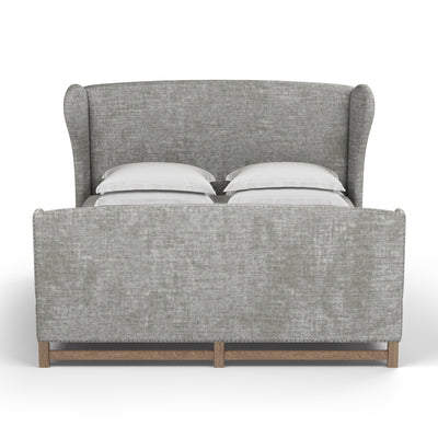 Herbert Wingback Bed w/ Footboard - Silver Streak Crushed Velvet
