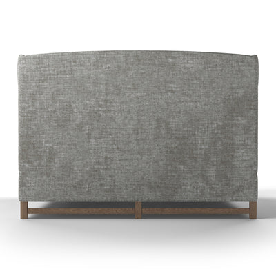 Herbert Wingback Bed w/ Footboard - Silver Streak Crushed Velvet