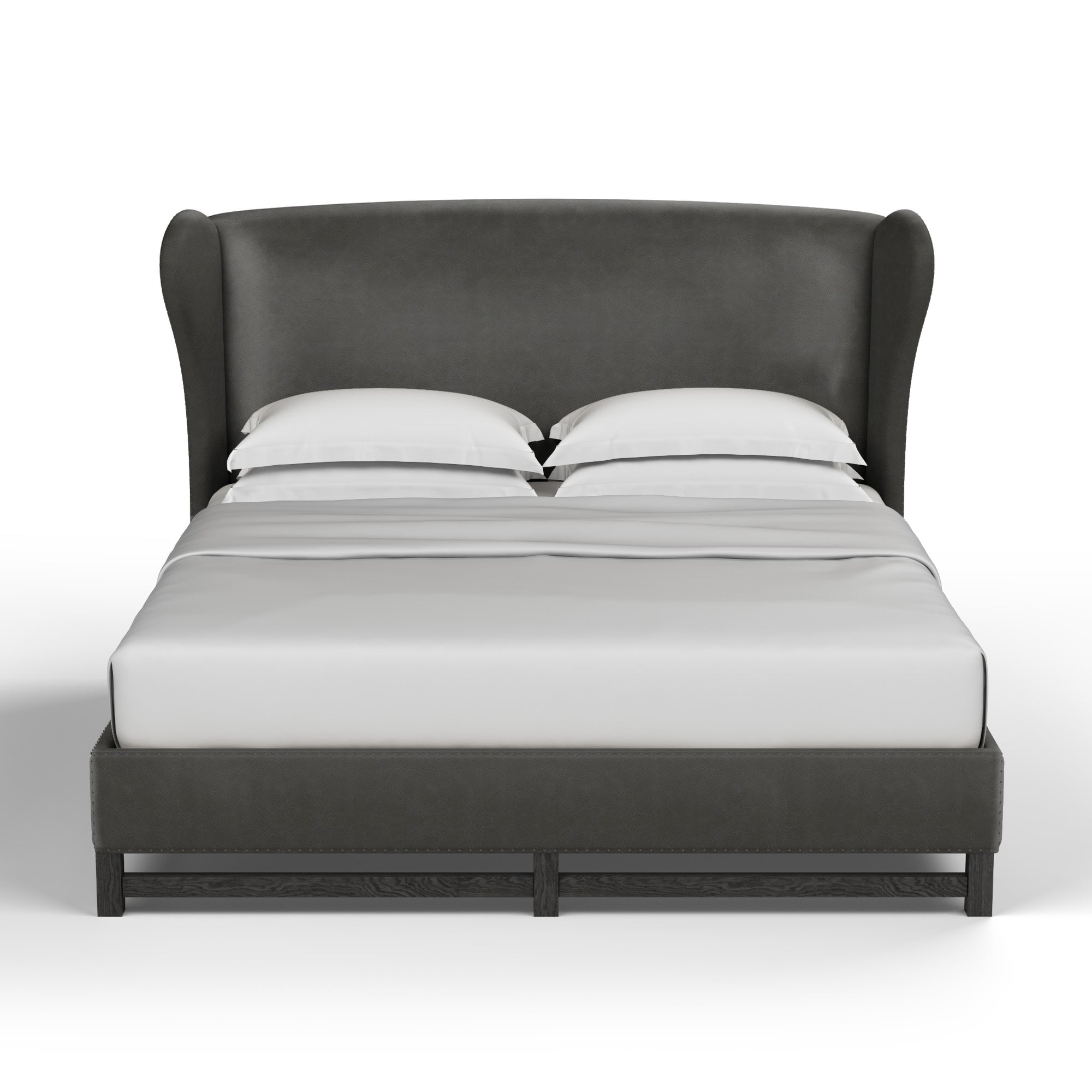 Herbert Wingback Bed - Graphite Vintage Leather