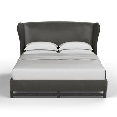 Herbert Wingback Bed - Graphite Vintage Leather