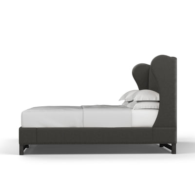 Herbert Wingback Bed - Graphite Vintage Leather