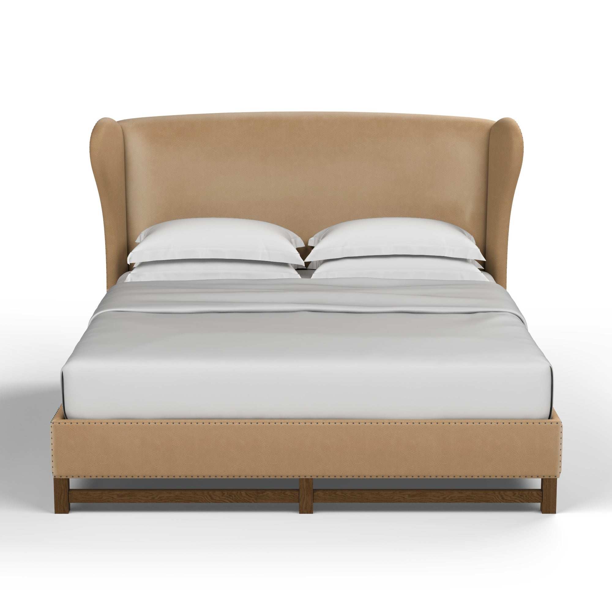 Herbert Wingback Bed - Marzipan Vintage Leather