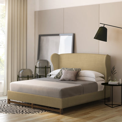 Herbert Wingback Bed - Marzipan Vintage Leather