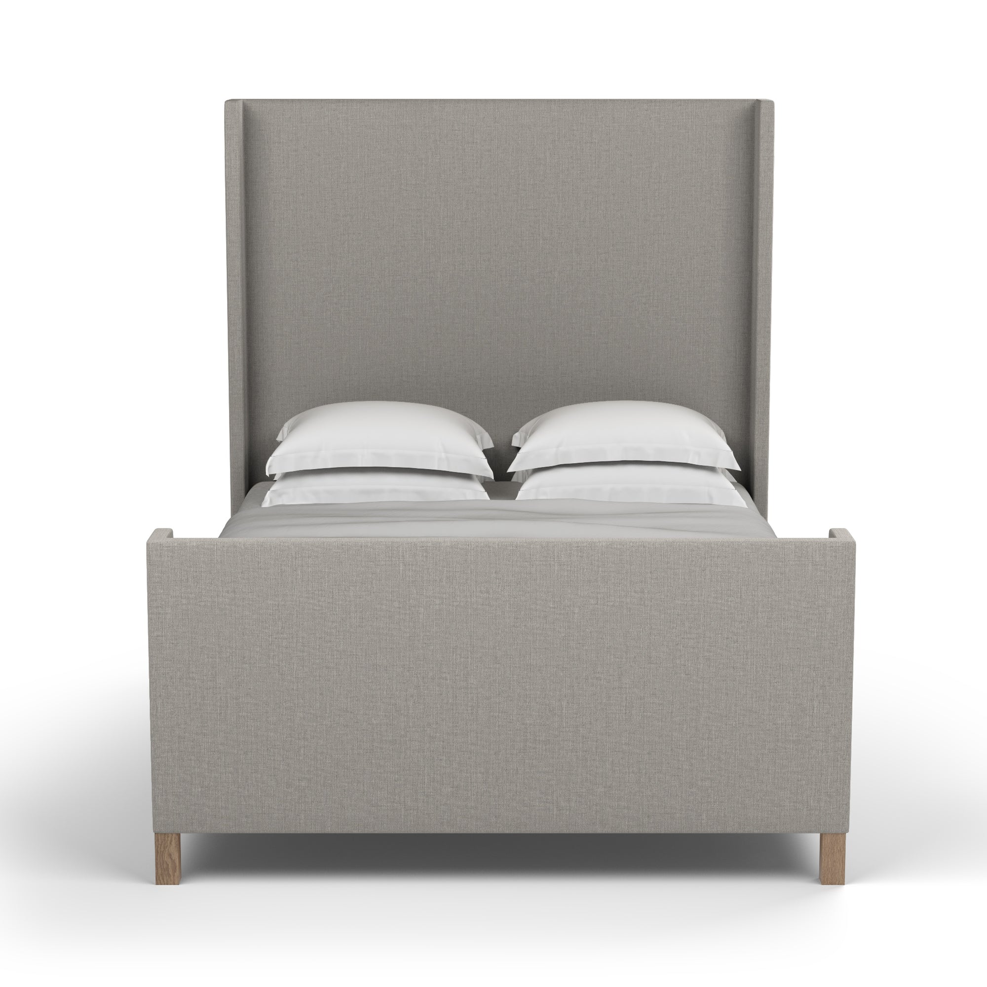 Lincoln Shelter Bed w/ Footboard - Silver Streak Box Weave Linen