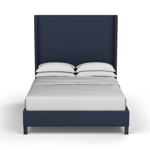 Lincoln Shelter Bed - Blue Print Box Weave Linen