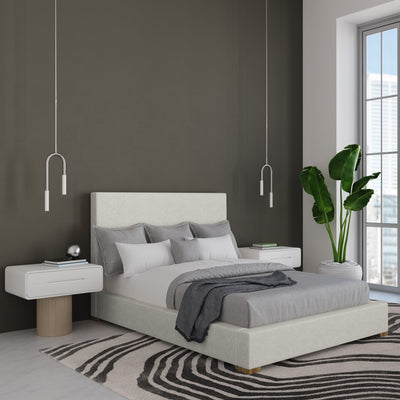 Sloan Panel Bed - Alabaster Crushed Velvet