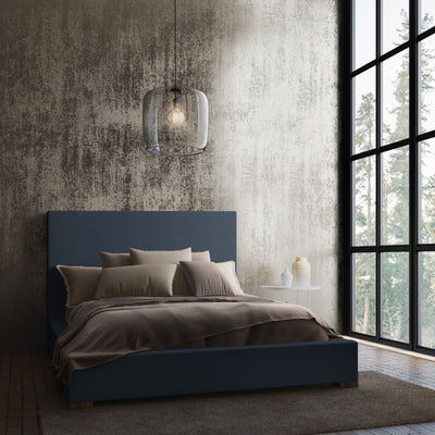 Sloan Panel Bed - Bluebell Pebble Weave Linen