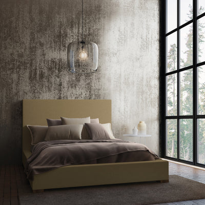 Sloan Panel Bed - Marzipan Box Weave Linen