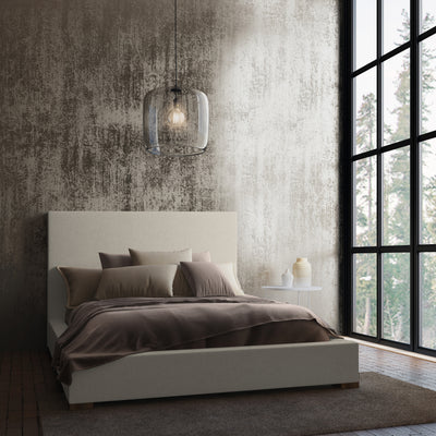 Sloan Panel Bed - Oyster Pebble Weave Linen