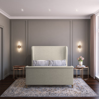 Humboldt Shelter Bed w/ Footboard - Oyster Plush Velvet