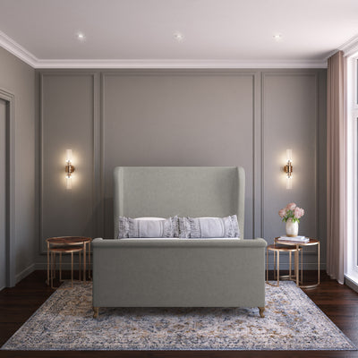 Humboldt Shelter Bed w/ Footboard - Silver Streak Crushed Velvet