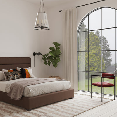 Boyd Horizontal Channel Panel Bed - Chocolate Vintage Leather