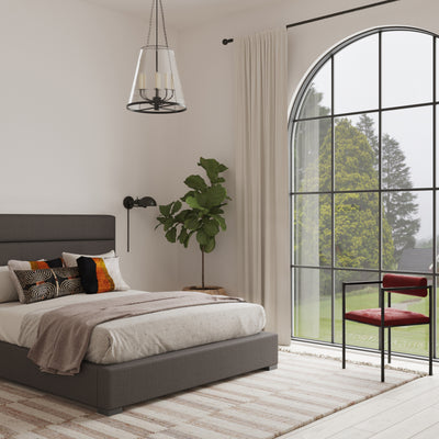 Boyd Horizontal Channel Panel Bed - Graphite Vintage Leather