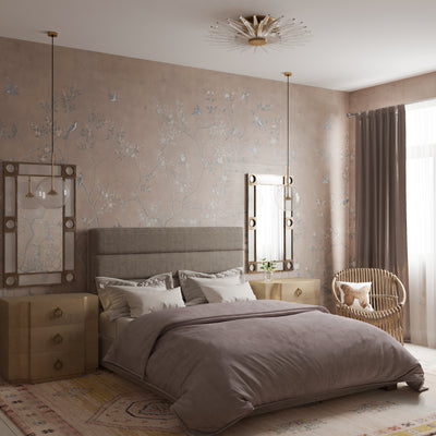 Boyd Horizontal Channel Panel Bed - Oyster Plush Velvet