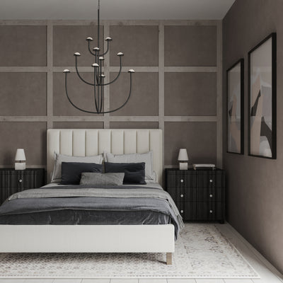 Highline Vertical Channel Panel Bed - Alabaster Vintage Leather