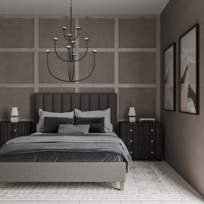 Highline Vertical Channel Panel Bed - Graphite Crushed Velvet