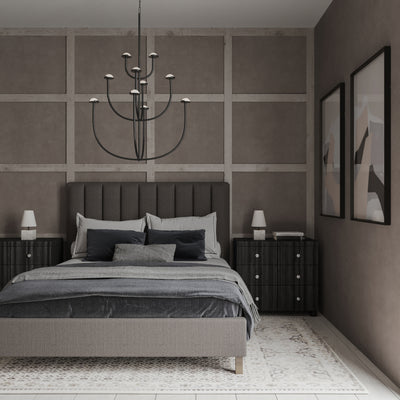 Highline Vertical Channel Panel Bed - Graphite Vintage Leather
