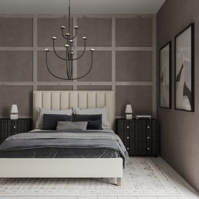 Highline Vertical Channel Panel Bed - Oyster Crushed Velvet