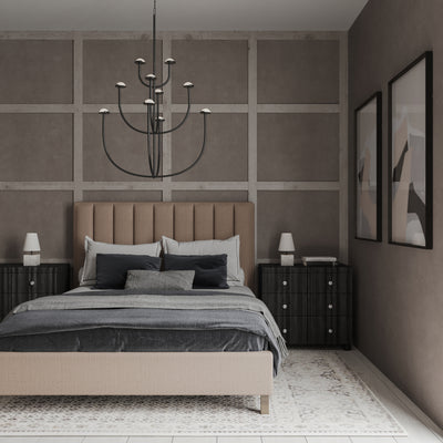 Highline Vertical Channel Panel Bed - Pumice Box Weave Linen