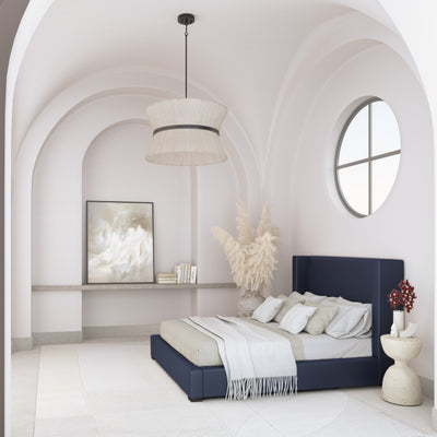 Roxborough Shelter Bed - Blue Print Plush Velvet