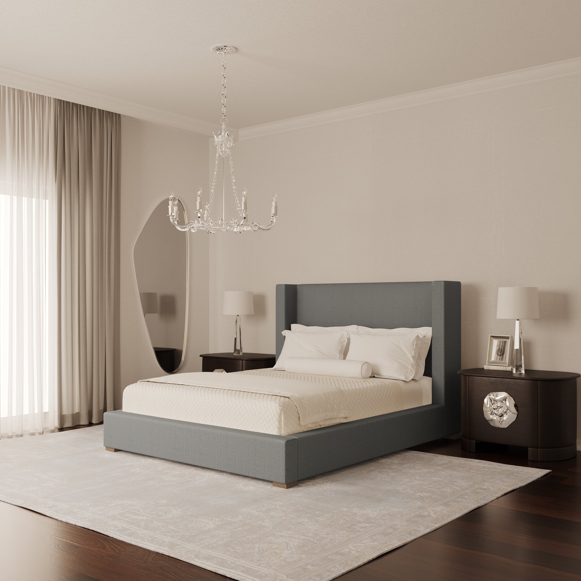 Roxborough Shelter Bed - Haze Pebble Weave Linen
