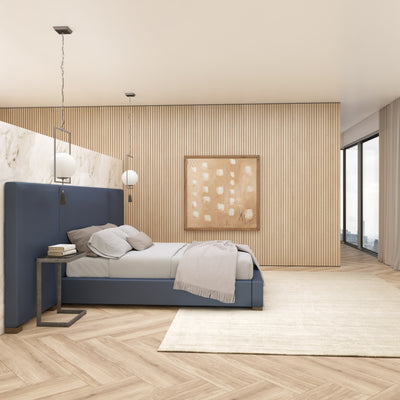 Prospect Extended Panel Bed - Bluebell Box Weave Linen