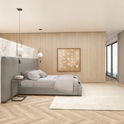 Prospect Extended Panel Bed - Silver Streak Box Weave Linen