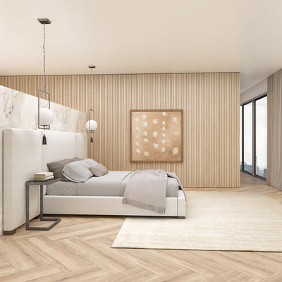 Prospect Extended Panel Bed - Blanc Box Weave Linen