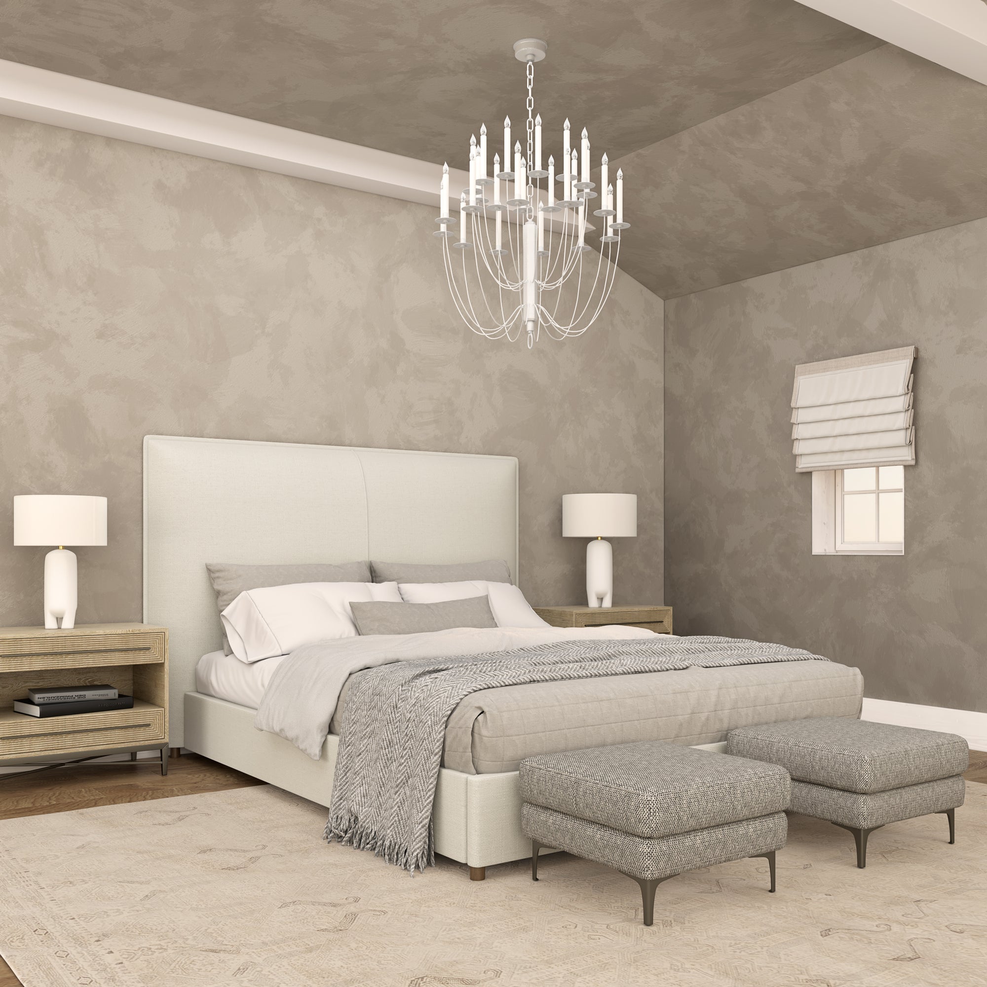 Mansfield Panel Bed - Alabaster Basketweave