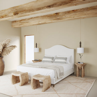 Montague Arched Panel Bed - Alabaster Plush Velvet