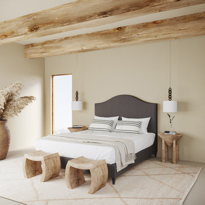 Montague Arched Panel Bed - Graphite Crushed Velvet