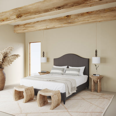 Montague Arched Panel Bed - Graphite Plush Velvet