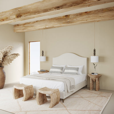 Montague Arched Panel Bed - Oyster Box Weave Linen