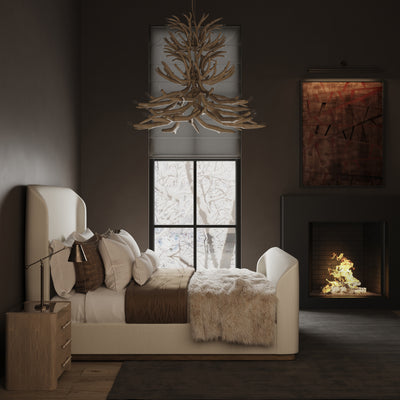 Barrow Shelter Bed w/ Footboard - Alabaster Plush Velvet