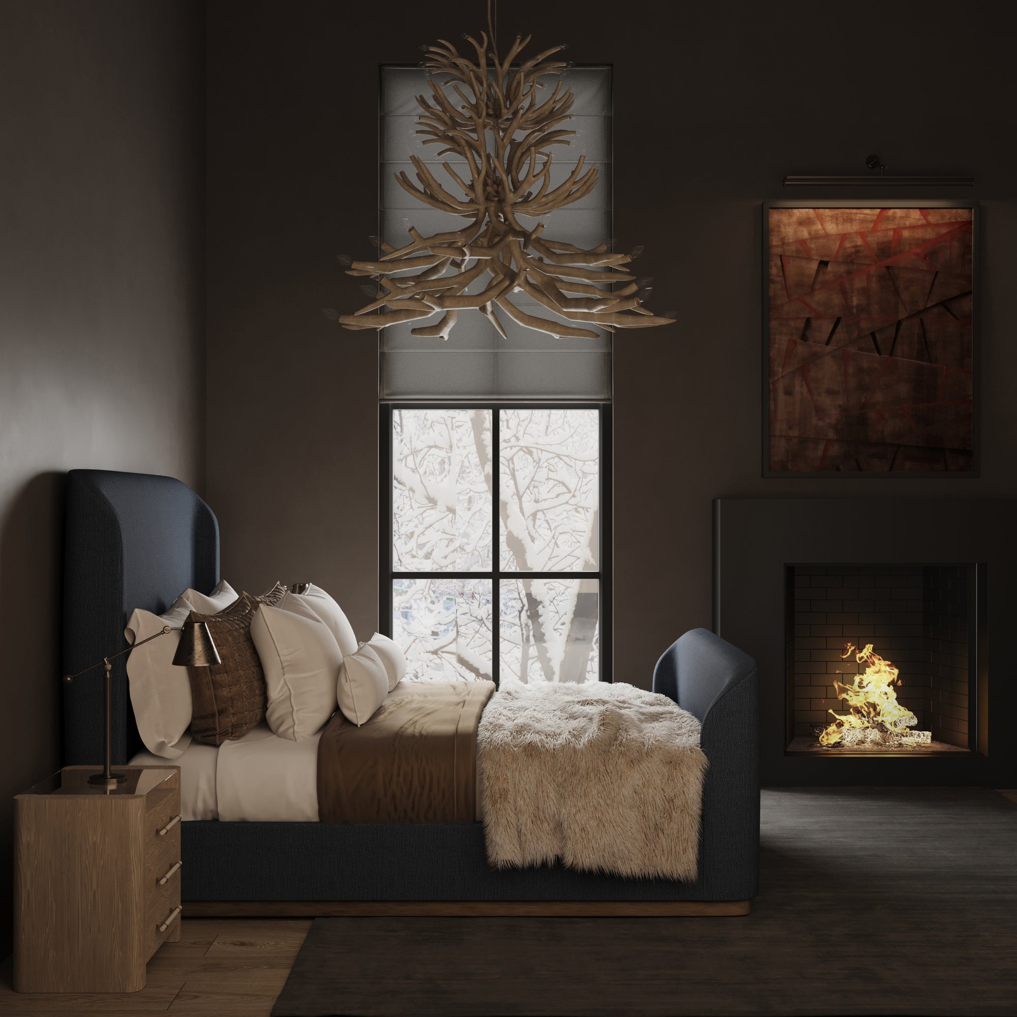 Barrow Shelter Bed w/ Footboard - Bluebell Pebble Weave Linen