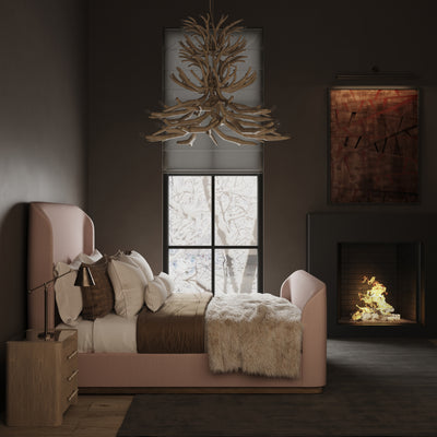 Barrow Shelter Bed w/ Footboard - Blush Plush Velvet