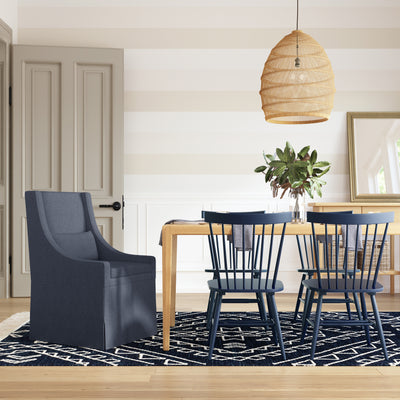 Serena Dining Chair - Blue Print Box Weave Linen